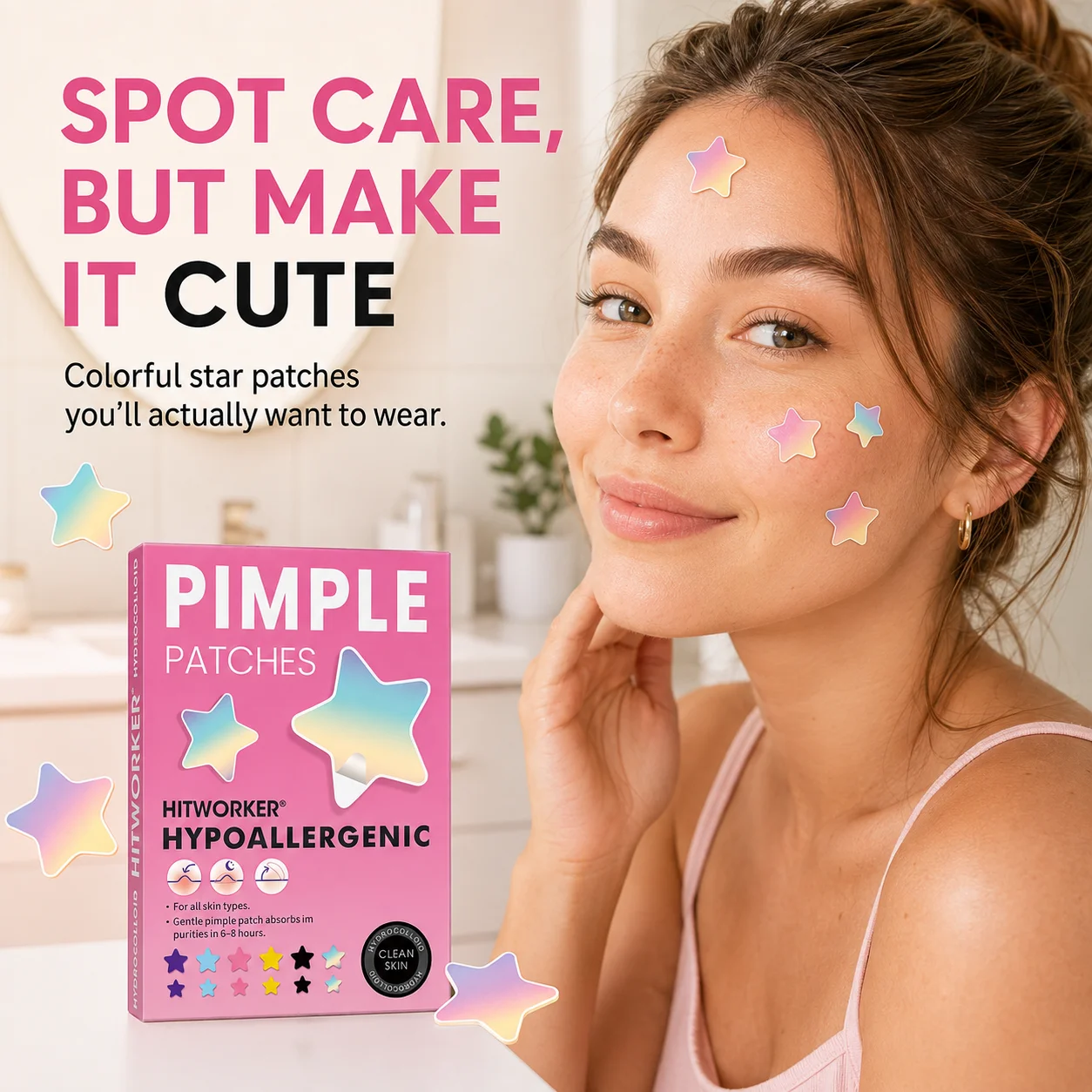240pcs Colorful Star Hydrocolloid Pimple Patches Cute Blemish Spot Stickers for Face Skin Care
