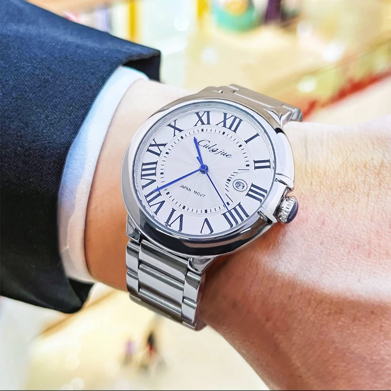 

New Balloon Series Luxury Business Men's Quartz Watch, Round Dial, Stylish Casual Versatile Personalized Men's Watch, Calendar Waterproof Design Suitable for Parties, Trendy Gift Box Packaging