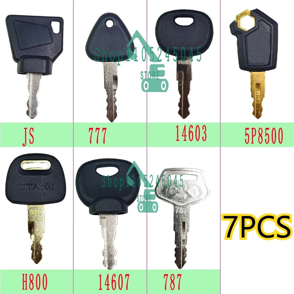 7PCS IGNITION KEYS PLANT EXCAVATOR EQUIPMENT KEY SET FOR 14603 14607 5P8500 777 H800 787