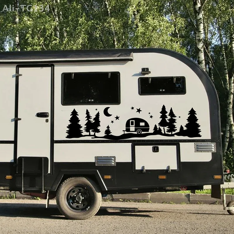ملصق لاصق من الفينيل للجسم من Trees Forest لسيارات الدفع الرباعي RV Van Caravan ديكور السيارة على الطرق الوعرة SHIDWJ