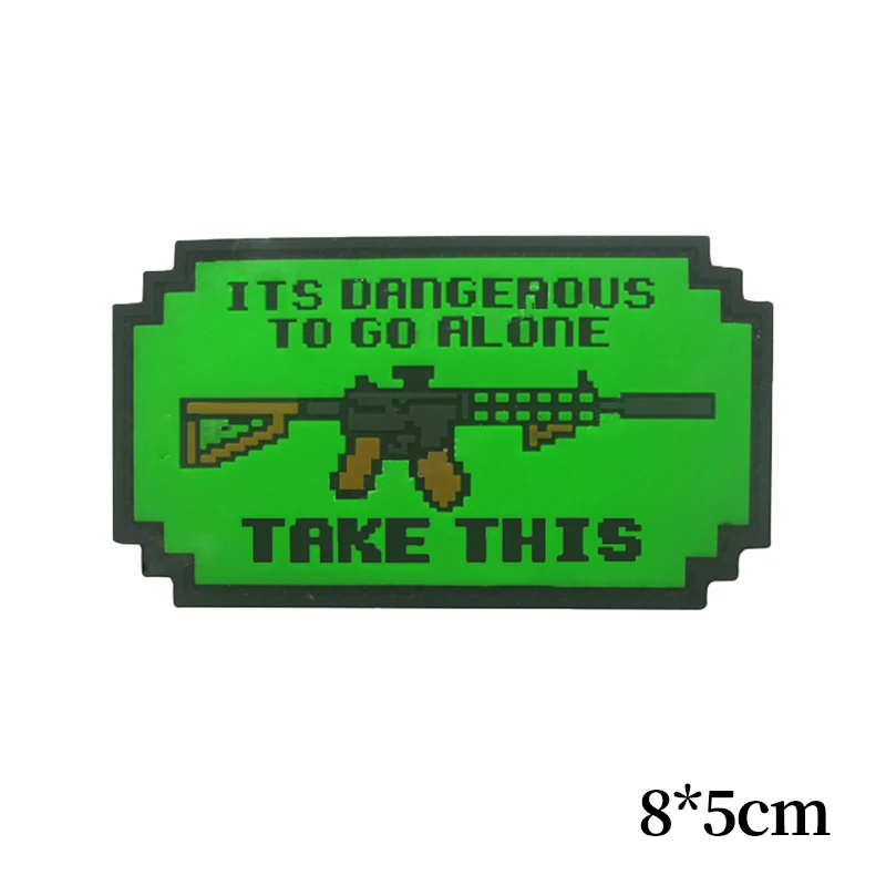 PVC Patch It's Dangerous To Go Alone Take This Retro Video Game Weapon Gun Missile Rifle Armbands Cute Badge Tactical Patch