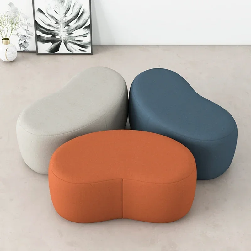 Tabouret INS agneau changeant laine pied tabouret chambre Pouf nordique chaussure Ottoman Design créatif salon sol canapé banc