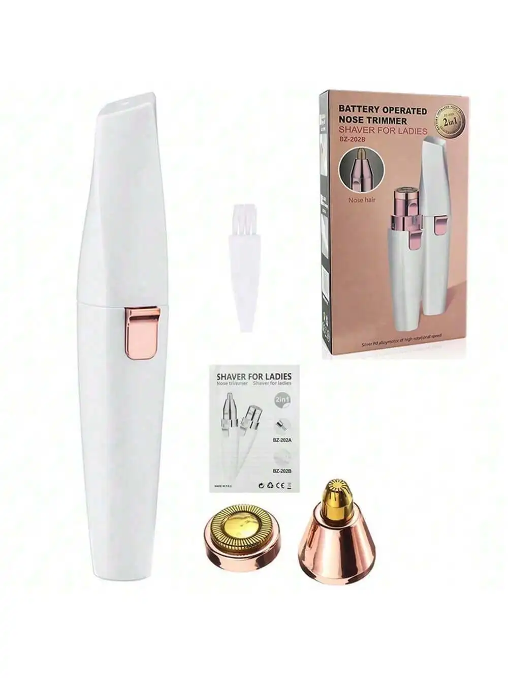 USB Rechargeable  Women's Eyebrow Trimmer & Shaver 2-In-1 Mini Epilator For Nose Hair, Eyebrows, Lips & Face