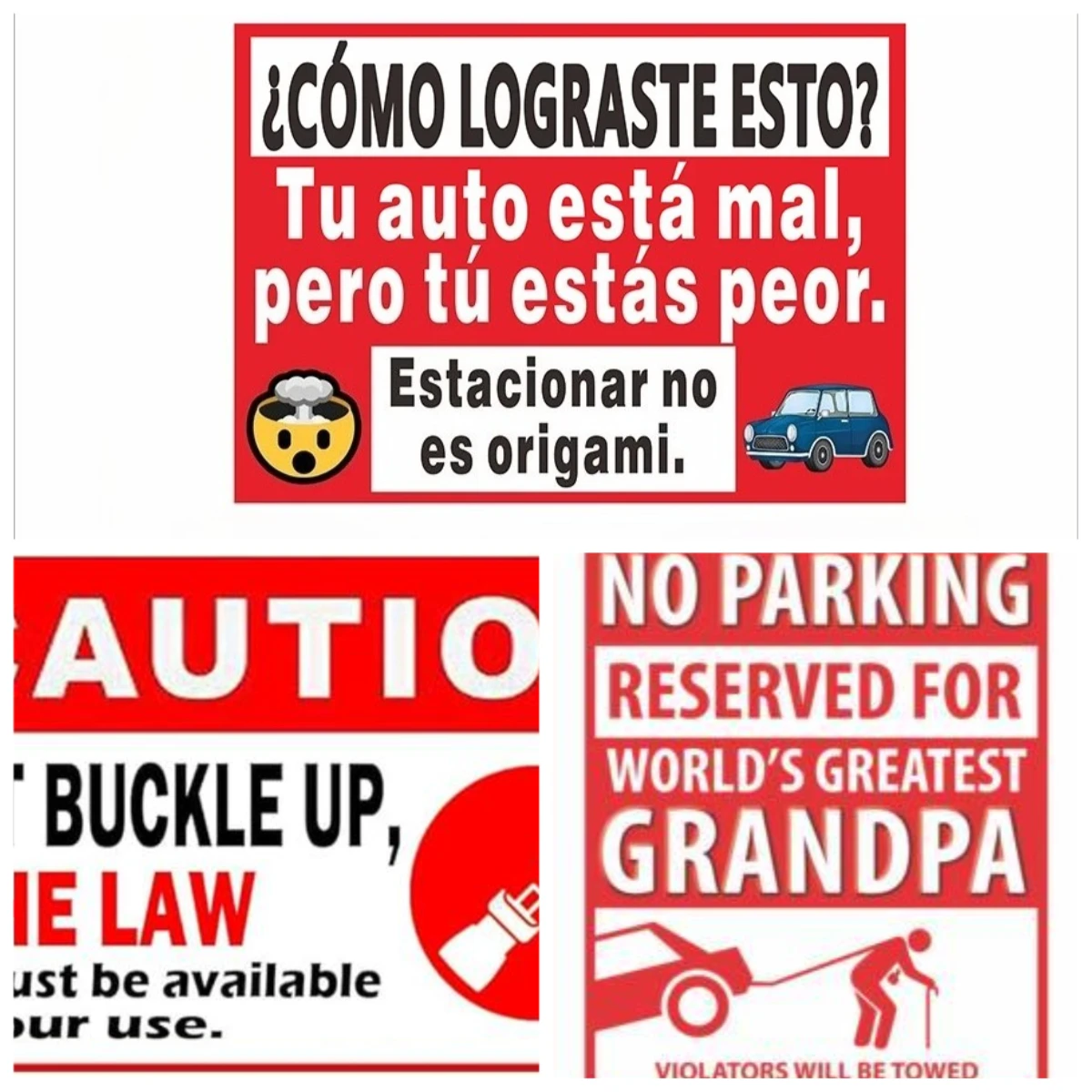 

Spanish Parking Stickers – 5 Designs, Funny Car Labels, Matte Finish, Self-Adhesive