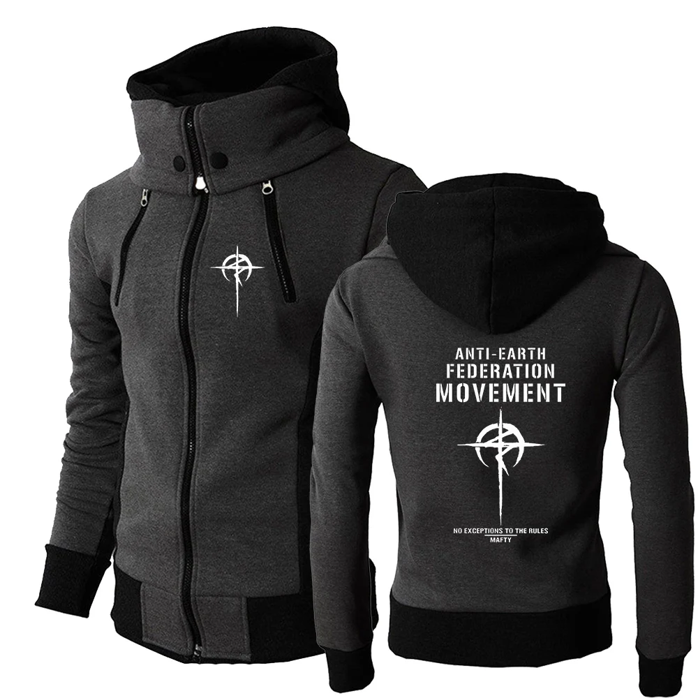 Casual Zipper Hooded Coat Gundam Anime Logo Print 2026 Men's Spring Autumn Outdoors Sports Jogging Clothing Sweatshirts Jacket