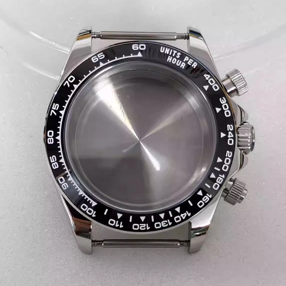 VK63 Case 39mm Ceramic Bezel Stainless Steel Watch Case For VK63 Quartz Movement Watch Shell Fits 29.5mm Dial/20mm Strap Parts