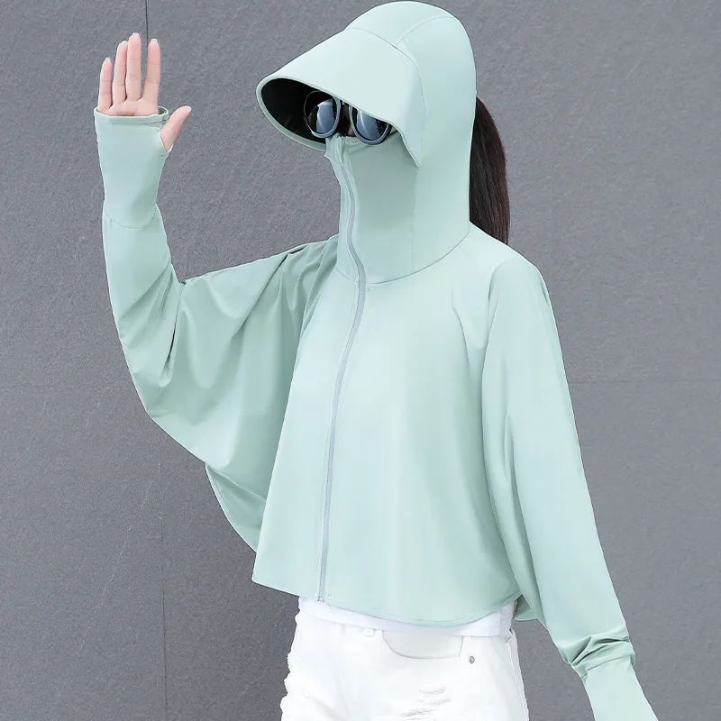 Sunscreen Shawl Women Summer Cycling Jacket UV Protection Outdoor Sunscreen Top Face Cover Sunscreen Clothing Female Outerwear