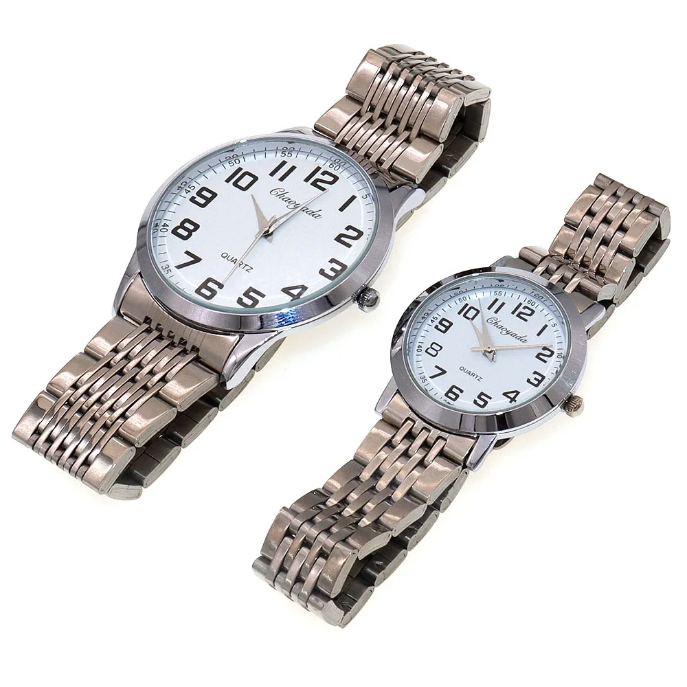 Montres à grand visage pour mère et papa, montre numérique à quartz simple, cadeaux pour femmes et hommes, couple, paire