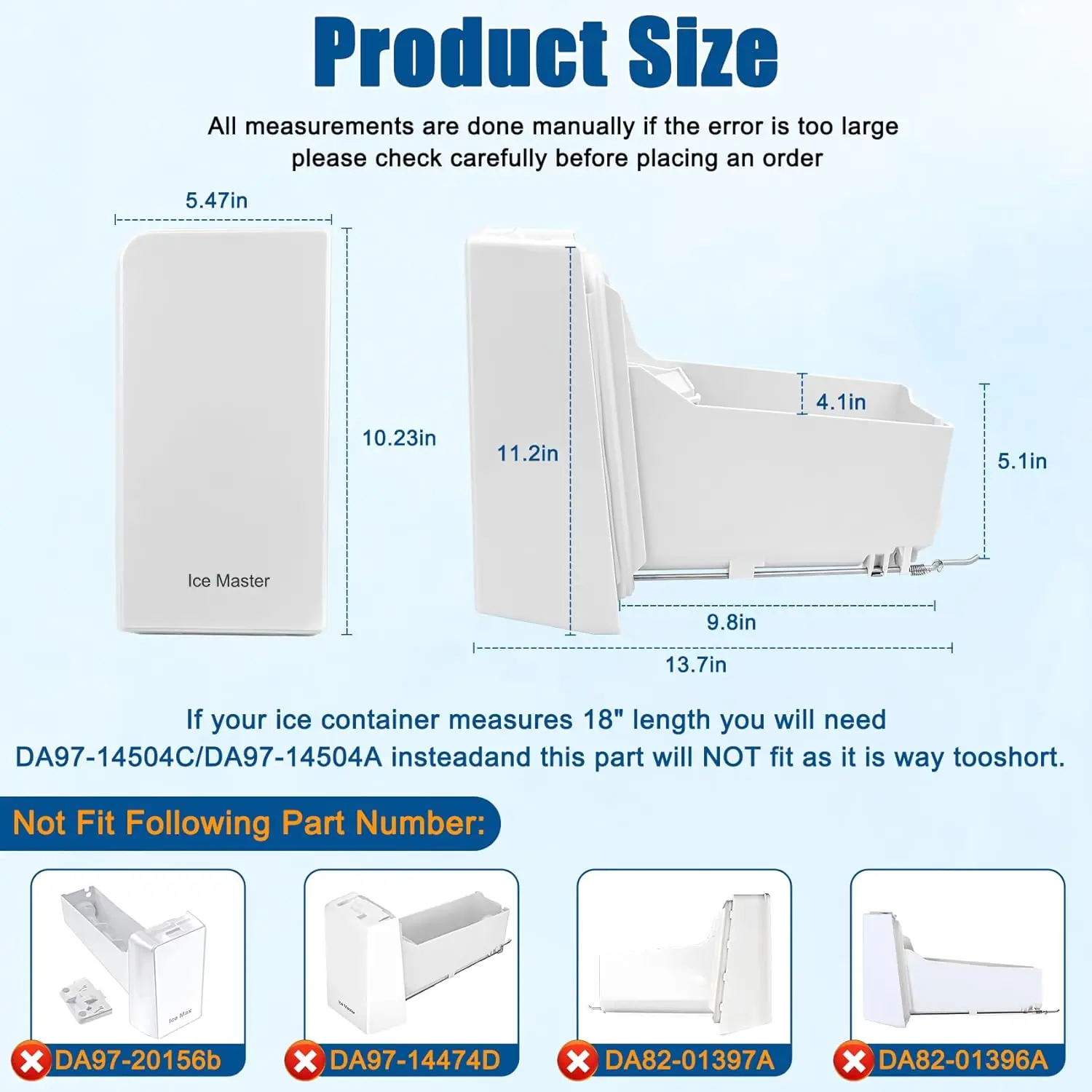 

DA97-14504C, DA97-14504A Ice Container, Ice Bucket, Compatible with Samsung Maker Replacement Tray Ice Container