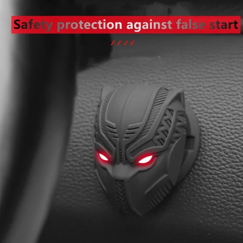 Cubierta protectora de Pantera Negra con llave de inicio de un clic para coche, herramientas de decoración, anillo de encendido, pegatina abatible para coche, nuevas suministros interiores