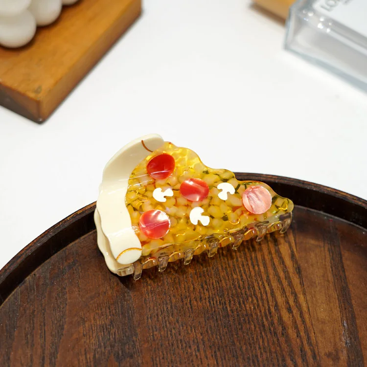 NOWOŚĆ Pyszne pazury do włosów w kształcie pizzy Ekologiczne klipsy z octanu Seria spożywcza Krabowe spinki do włosów dla kobiet Akcesoria do włosów