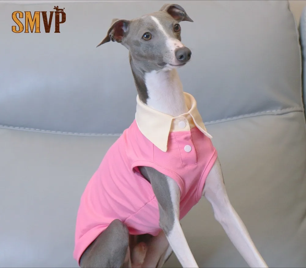 

Summer Polo Shirt Collar Breathable and Refreshing Sunshine Vest Pink Medium and Large Dog Clothes Handsome Dog