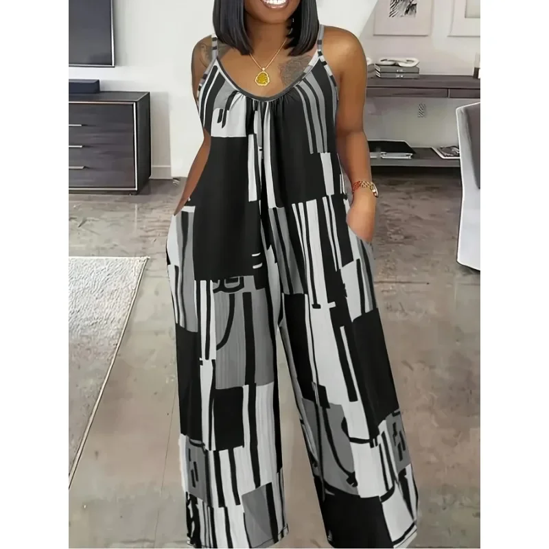 Plus Größe 1XL-5XL Damen Casual Fashion Bedrucktes Leibchen Pendeln Vielseitiger Overall