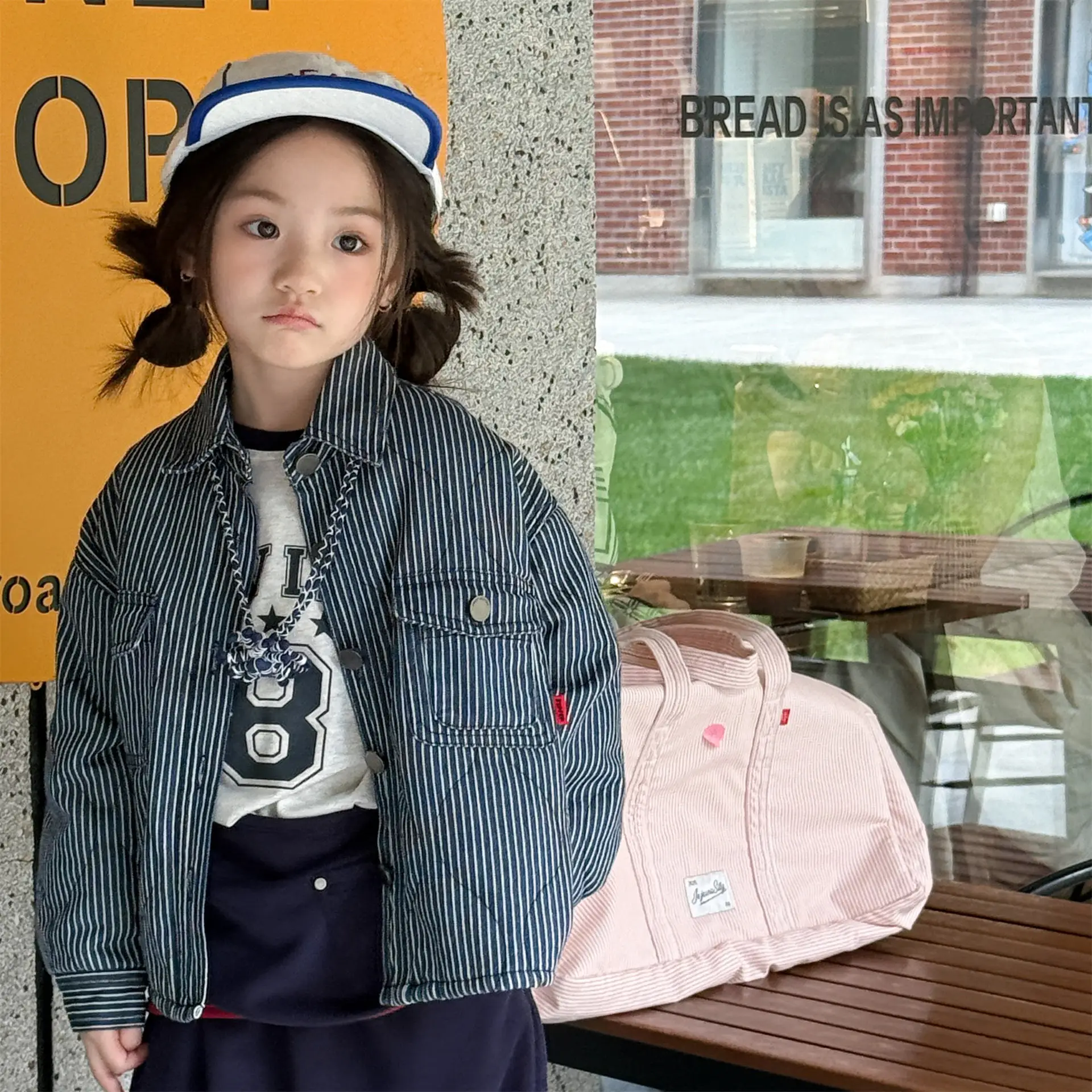

2025 Winter New Children Long Sleeve Denim Coat Fashion Girls Cotton Padded Jacket Kids Boys Casual Striped Jacket Baby Clothes