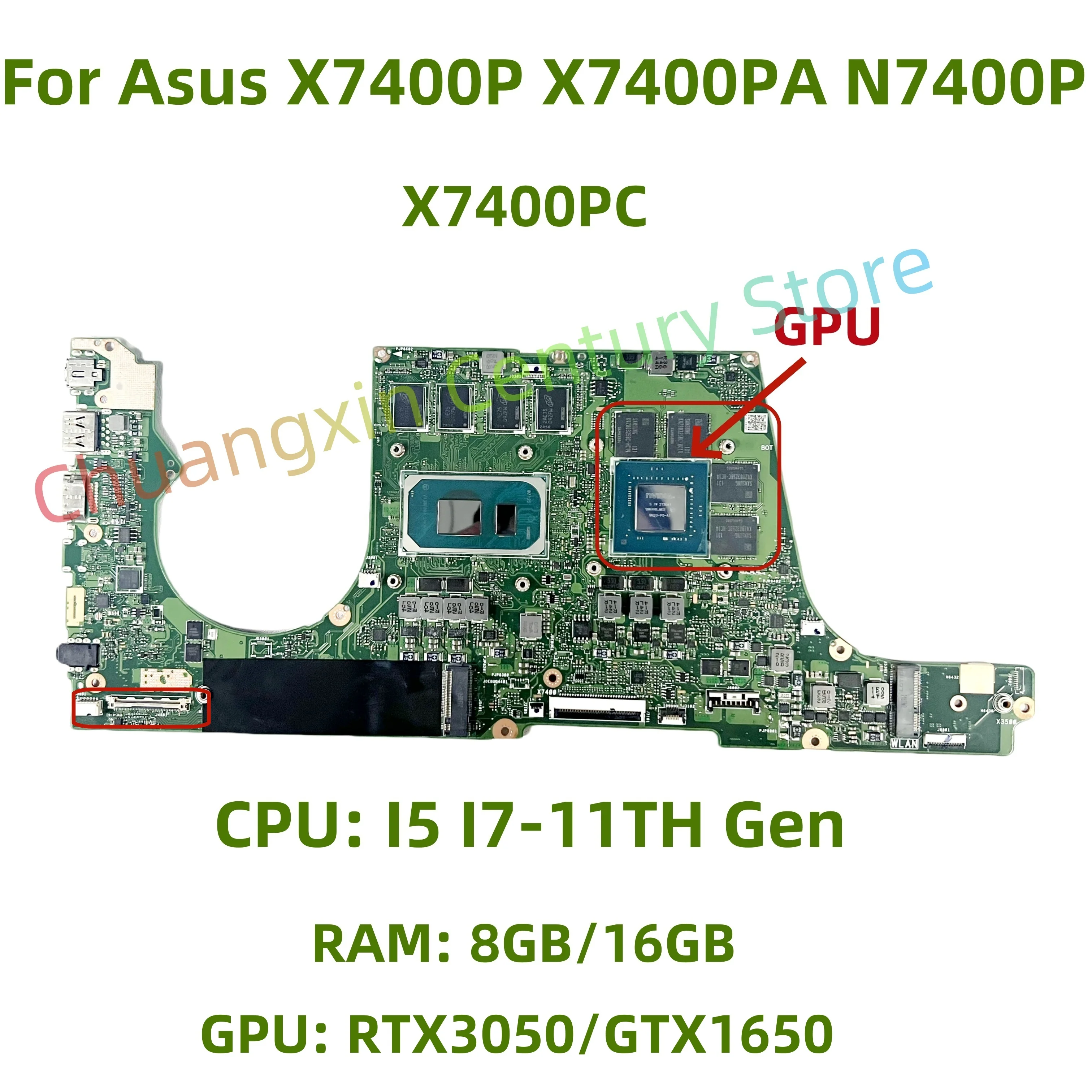 X7400PC motherboard for ASUS X7400P X7400PA N7400P laptop CPU: I5 I7-11TH RAM:8G/16G GPU:RTX3050/GTX1650