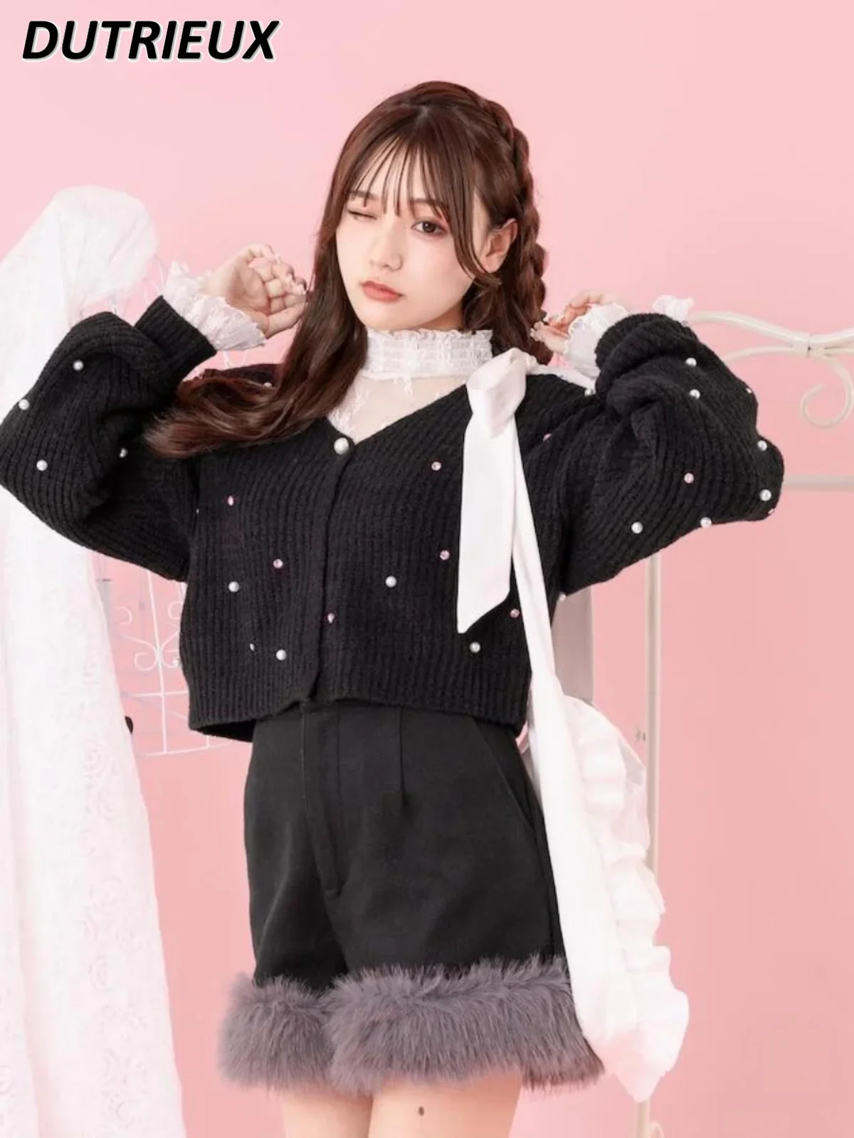 All-Match Elastic Stand Collar Shirt Beautiful Flared Sleeves Blouse Solid Color Lace Undershirt Spring Autumn Sweet Girls Tops