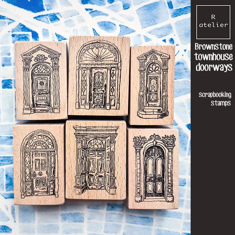 Stempel für Scrapbooking Kawaii Eingangsbereich Reihenhaus Brownstone-Haus DIY Bastelbedarf Journaling Tagebuch Dekoration Holzstempel