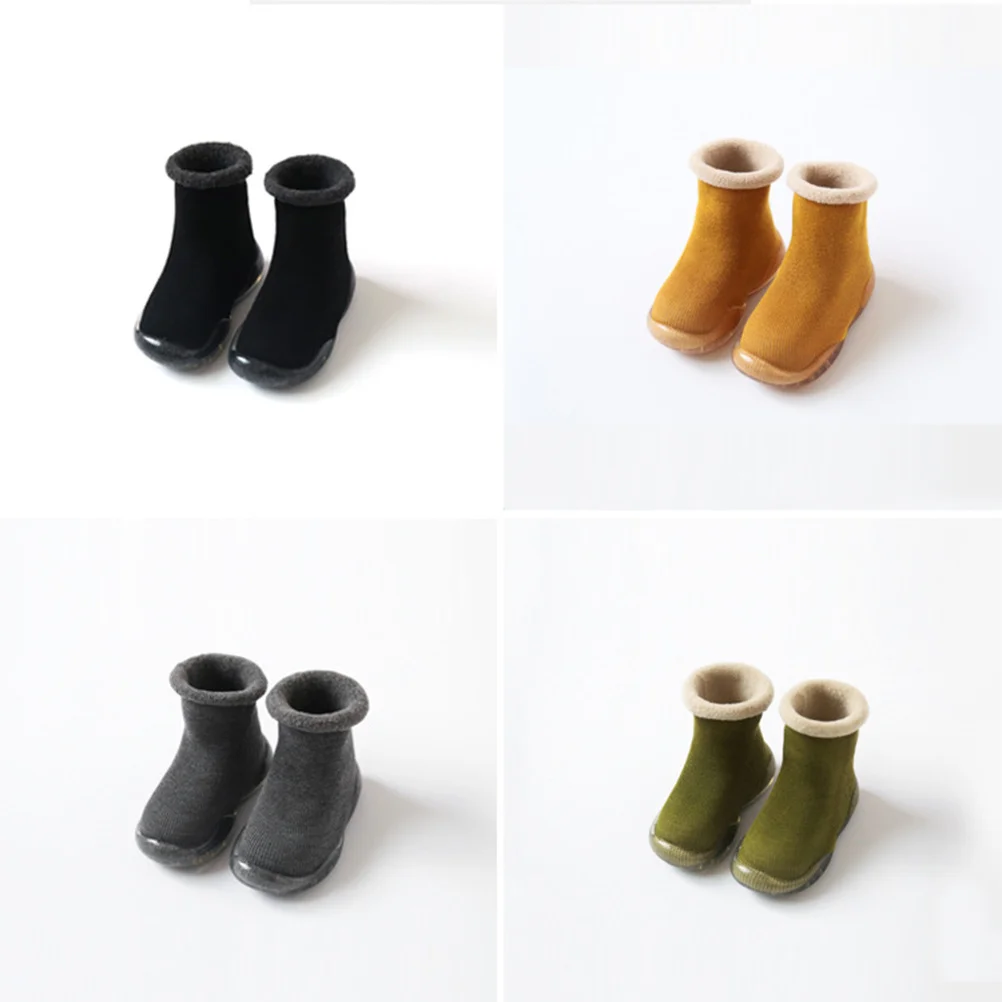 جوارب قطنية للأطفال مع قبضة مضادة للانزلاق مثالية للمشي لحديثي الولادة، جوارب دافئة ناعمة قابلة للتمدد لفصل الشتاء #5