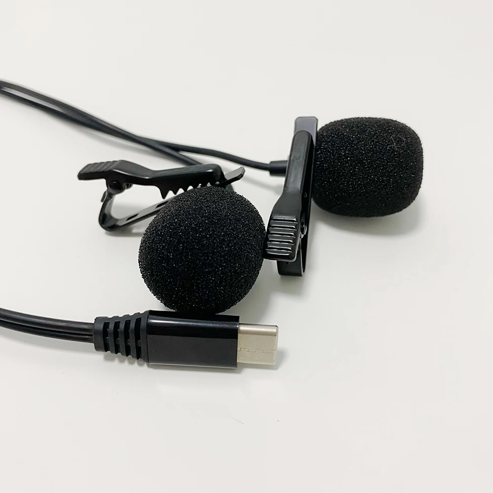 PUJIMAX Microphone Double Lavalier Lapel Microfone USB Type-C Interface Head 1.5m/3m Cable for Xiaomi Huawei Android SmartPhone