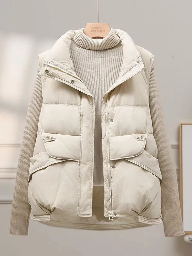 

Женский утепленный хлопковый жилет свободного кроя, модная осенне-зимняя новинка, теплая куртка стандартной длины на молнии