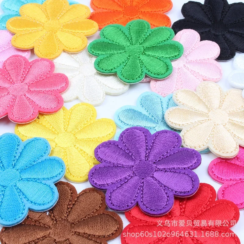 100pcs/Lot Small Embroidery Patch Color Flower Daisy Dress Curtain Shirt Hair Clothing Decoration Accessory Craft Diy Applique