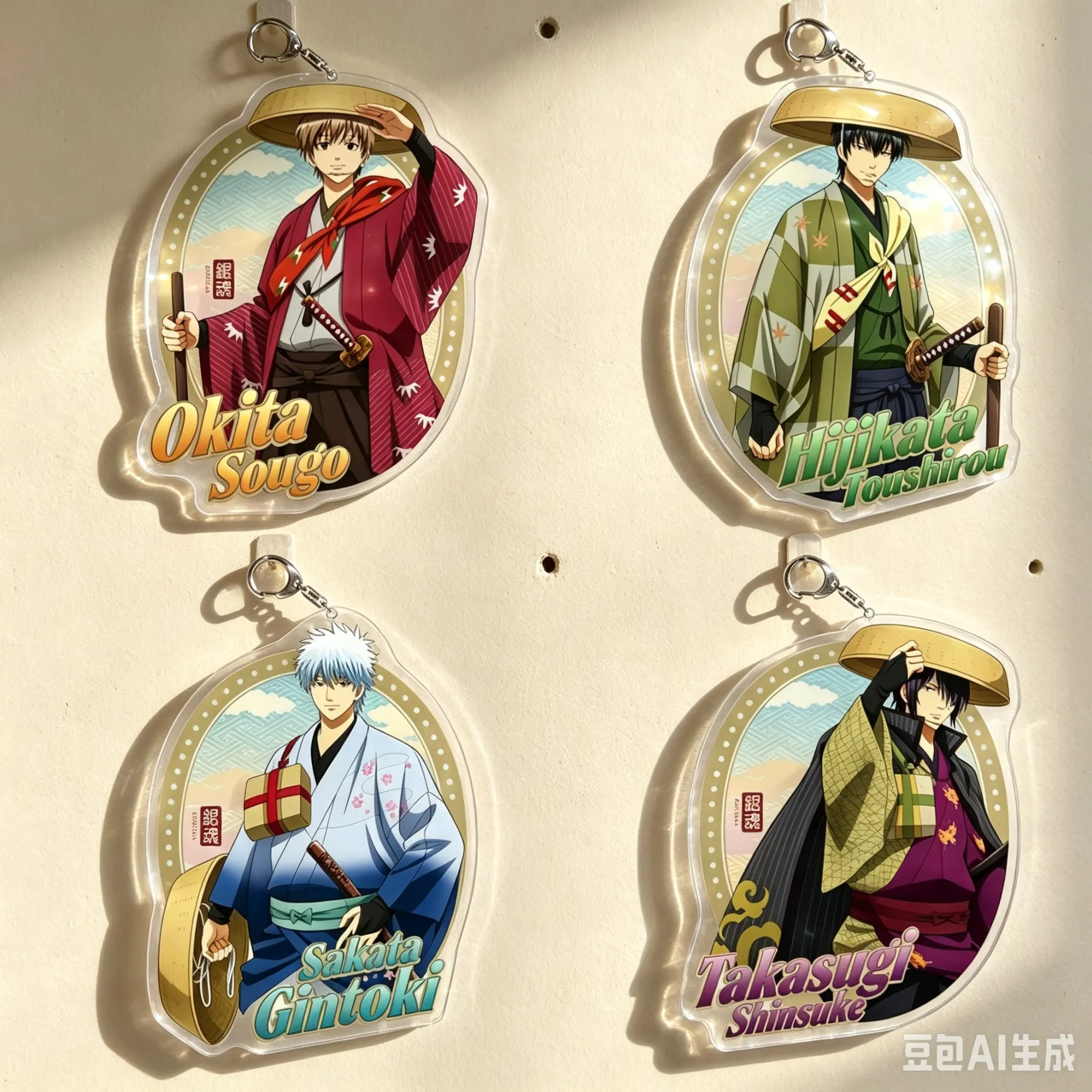 High Definition Images Cartoon Gintama Figure Decoration Bag Car Key Ring Charm Gift Anime Cell Phone Pendant Acrylic Keychain