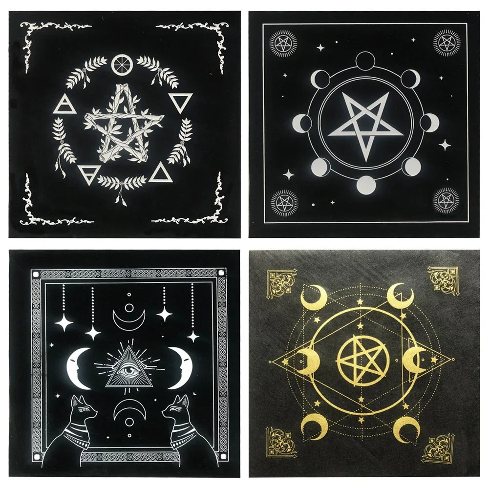 Tarocchi carta tovaglia pentagramma divinazione altare panno gioco da tavolo fortuna astrologia Card Pad pieghevole 49x49cm per solitario