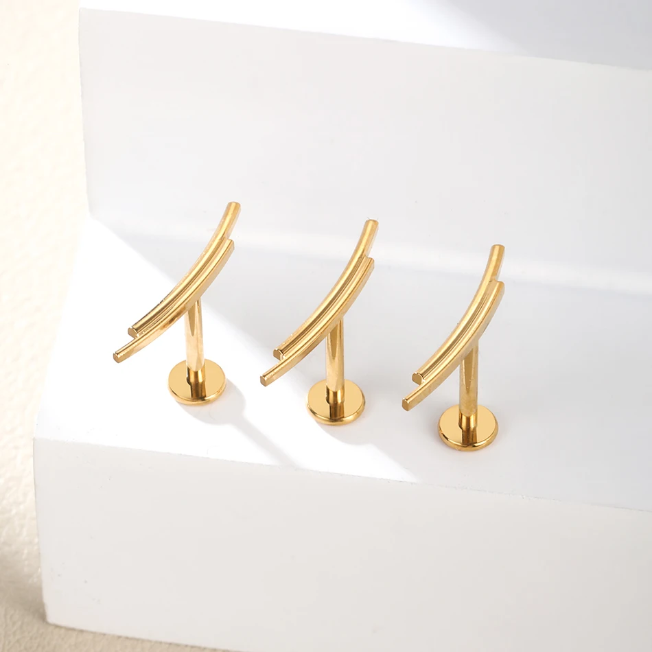 1Pc/5Pcs Implant Titanium Ear Piercing Flat Back Stud Moon Cartilage Earring Internal Thread Helix Tragus Women Piercing Jewelry