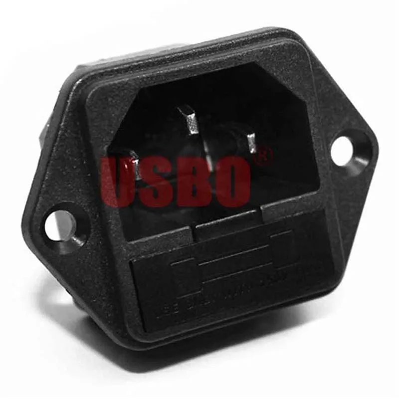 Supply Black Copper 10A 250V IEC320-C14 with FUSE universal electrical AC power socket PDU industrial cabinet wiring socket