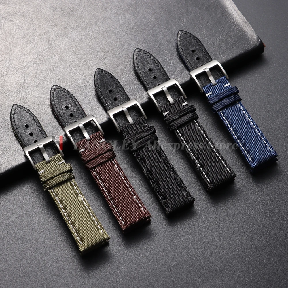 Genuine Sailcloth Nylon WatchBand for Omega for Smart Watch 22mm 24mm Men Women Waterproof Bracelet ArmyGreen Military Wristbelt view 2