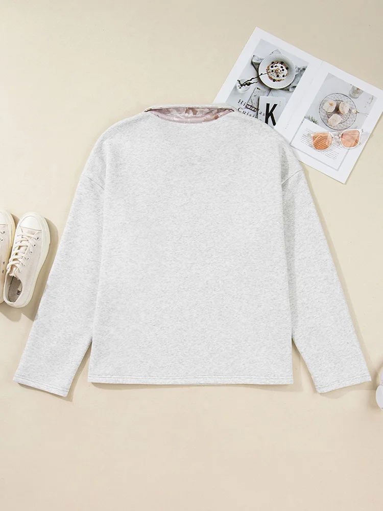 GIBSIE Plus Size Stand Collar Printed Zipper Front Pullover Hoodie Women Casual Long Sleeve All Match Woman Sweatshirts 2025 New