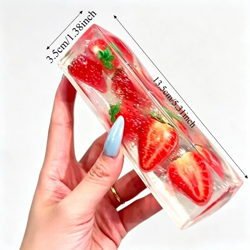 Erdbeer-Gelee-Streifen-Quetschspielzeug, transparentes Pfirsich-Maltose-Fidget-Sensorikspielzeug, Wassermelonen-Stressball, Quetschspielzeug, Partygeschenke – Detail 1