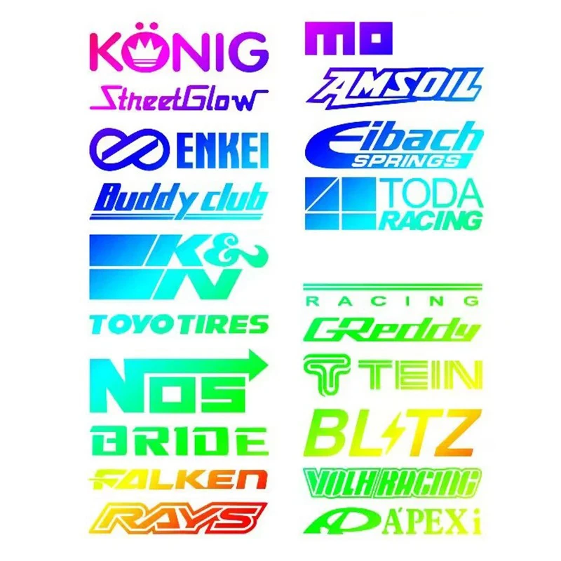 

20pcs Selected Styles Car Stickers Set Reflective and Waterproof Car Vinyl Decals for Racing Sponsors Automobile Accessories