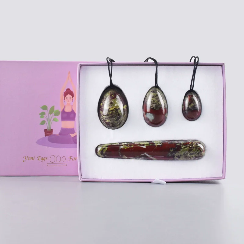 

Natural Dragon's Blood Stone Yoni Egg Massage Stones Women Muscle Training Eggs For Health Exercise Multiple Sizes