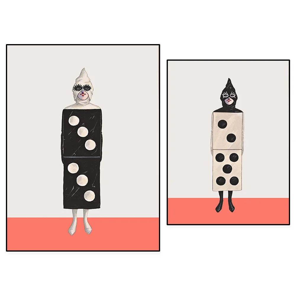 

Minimalist Poster Living Coral Hipster Artwork - Cool Prints Dominoes Wall Art Dice Vintage Living Room Art Deco Poster