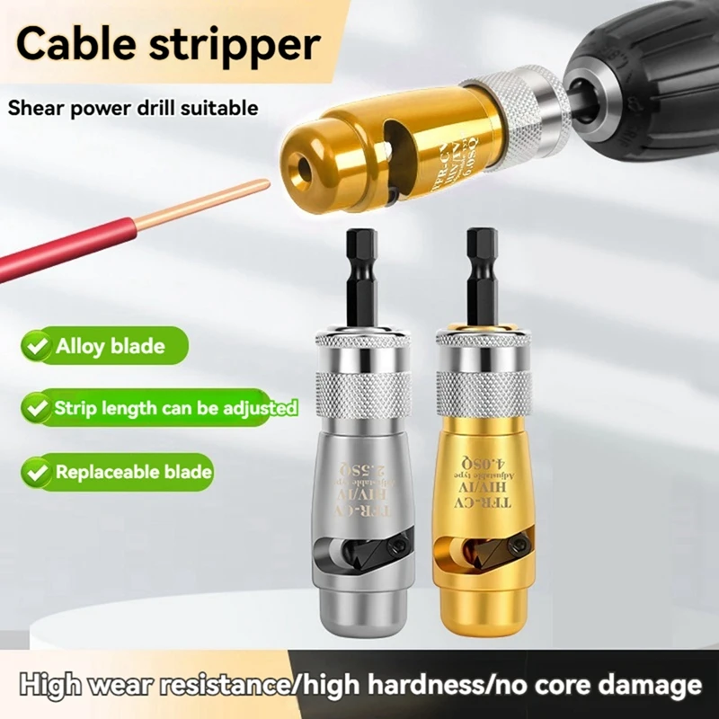 AB09-2Pcs Electrician Wire Stripper Kit For Stripping Wire With Hand Electric Drill Alloy Electrician Tool
