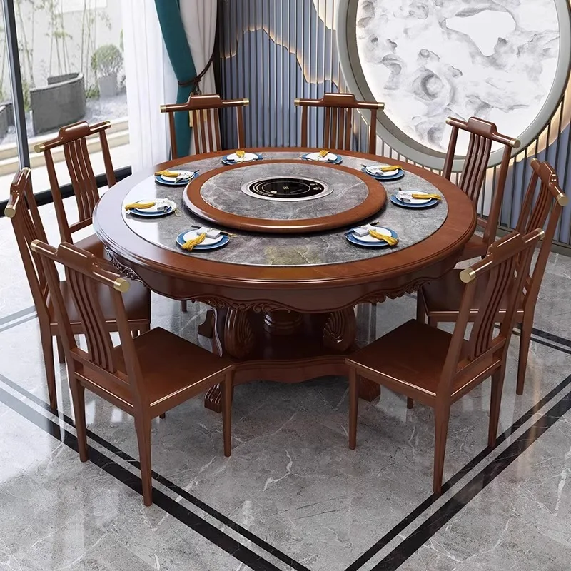 Rock Plate Hotel Dining Tables Turntable Round Household Combination Set Dining Tables Rotate Mesa Plegable Furniture QF50DT