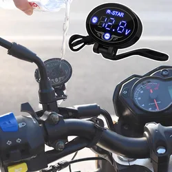 LED-bewakingsdisplay Digitale voltmeter Waterdichte motorfiets-spanningsmeter DC 9V-24V voltmeter Spanningsalarm Motoronderdelen