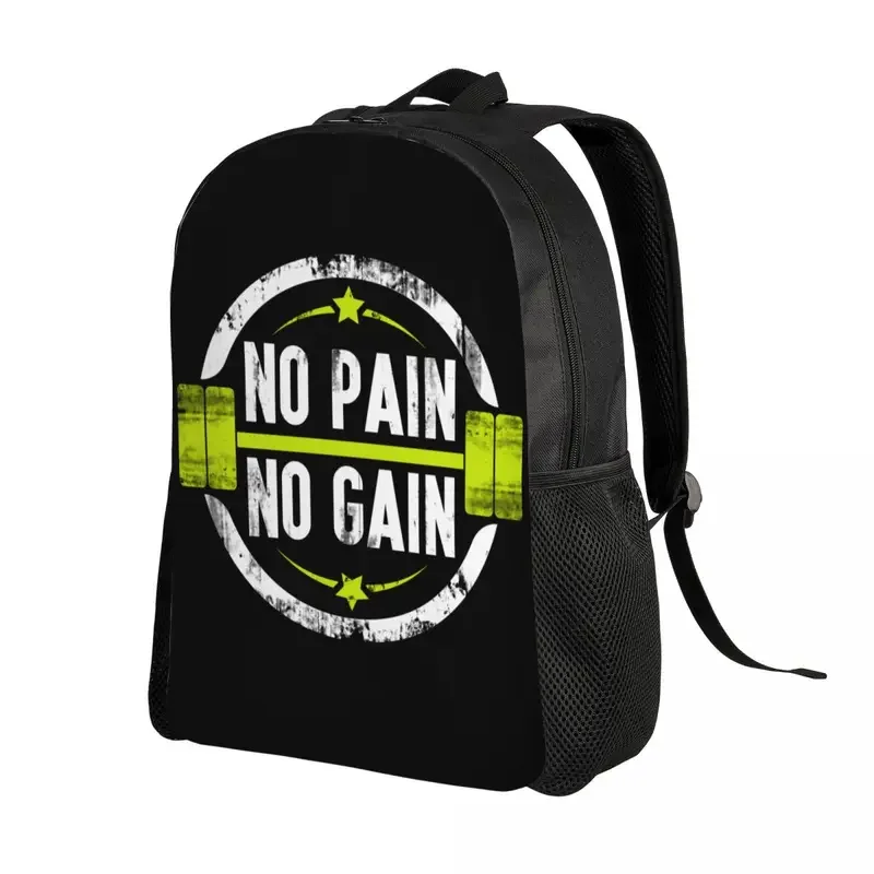 Customized No Pain No Gain Travel Backpack  School Computer Bookbag Bodybuilding Fitness Gym College Student Daypack Bags