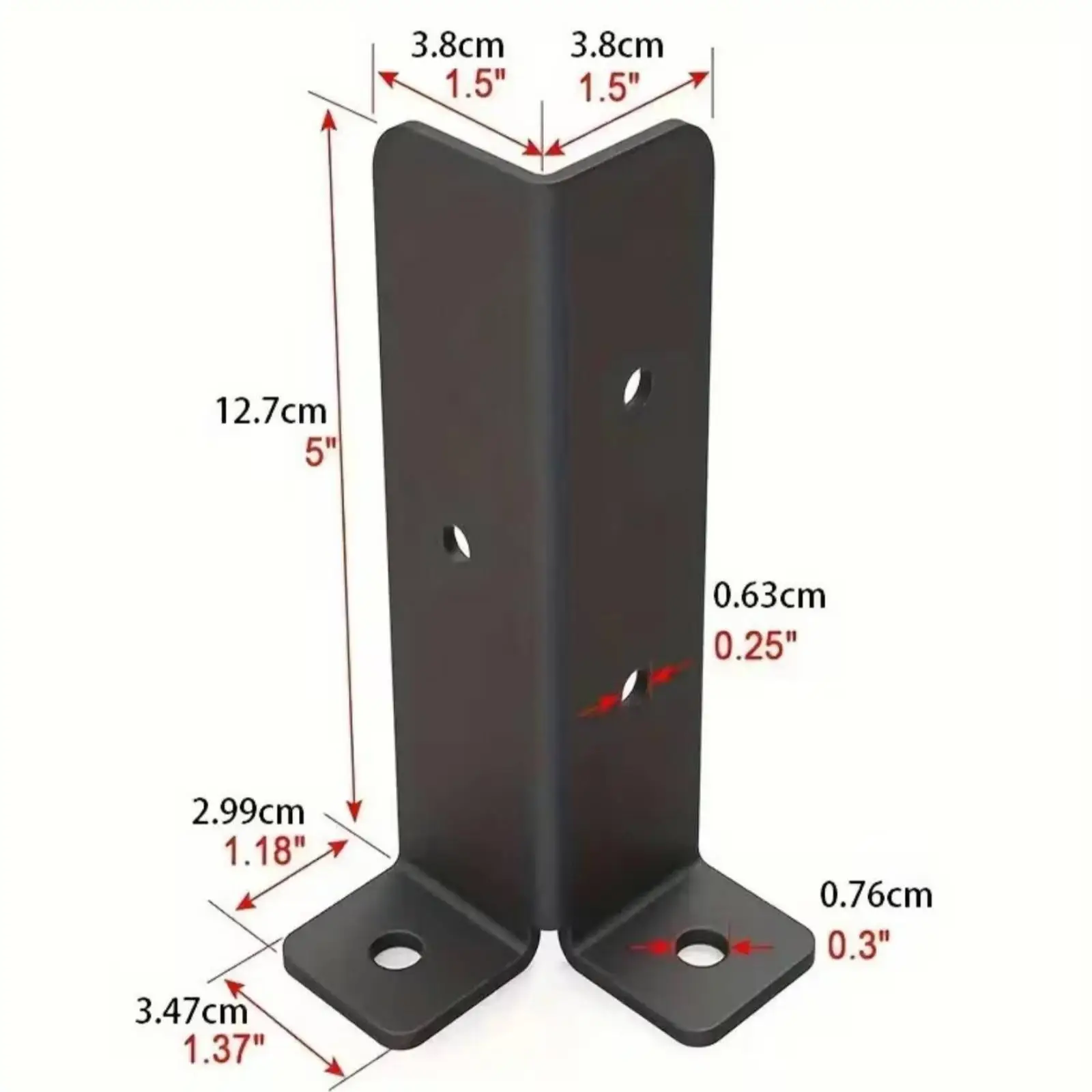 Sturdy Fence Post Bracket Black Angle Support with Screw Holes for Wood Post Deck Railing Pergola Outdoor Build