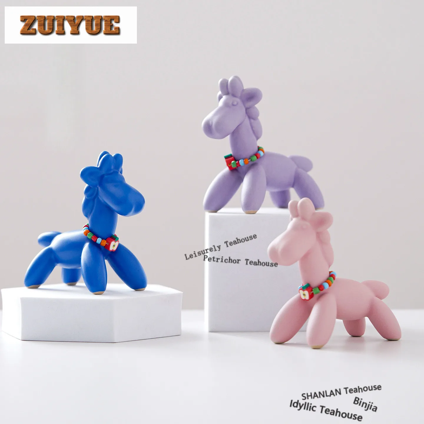 

Creative Ceramic Balloon Horse Tea Pet Luxury Exquisite Miniatures Tea Figurine Play Toys Tea Statue Ornaments Accessories Craft