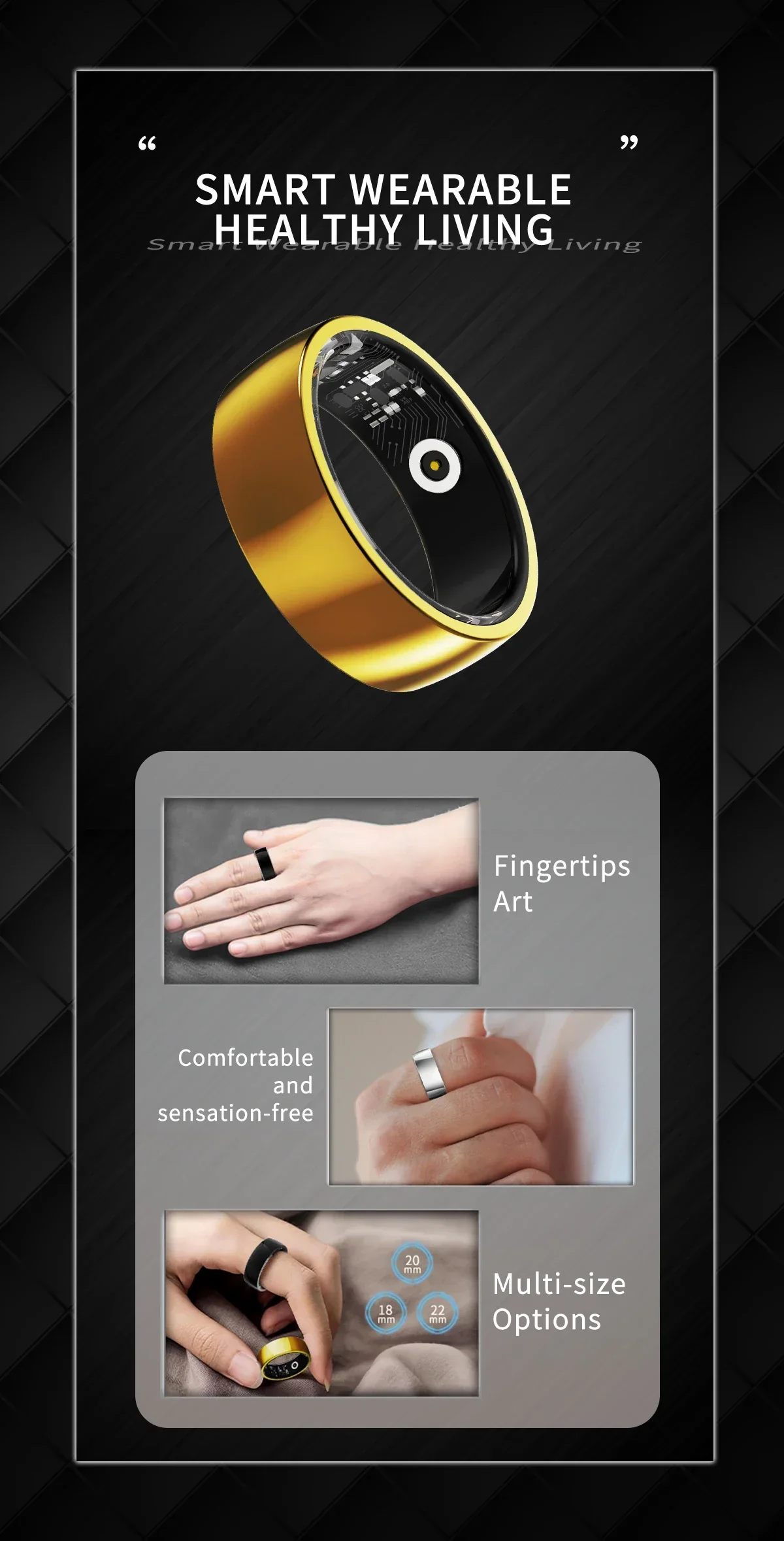 Zordai Smart Ring R09 M Мужчины Для iphone Android Сердечный ритм Кислород в крови Монитор здоровья сна Спортивная активность Фитнес-трекер Кольцо