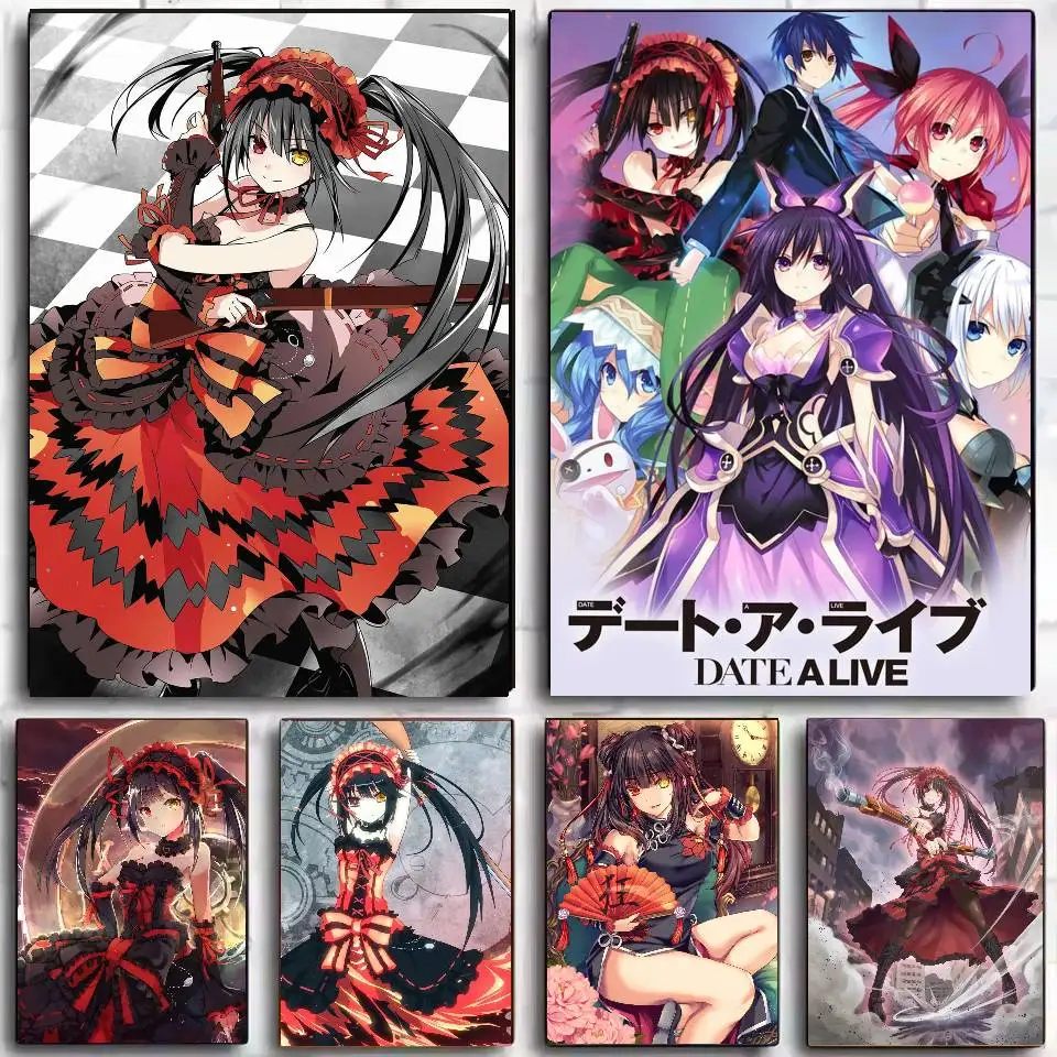 Kurumi Date A Live klassisches Anime-Poster, selbstklebende Kunst, wasserfester Papieraufkleber, Kaffeehaus, Bar, Wohnheim, Wanddekoration