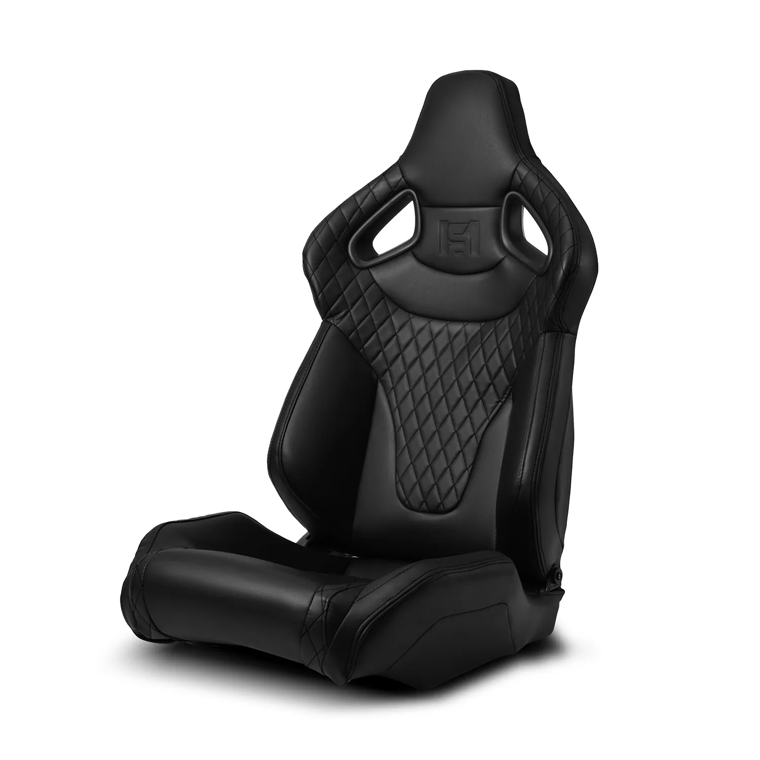 2x Black Stitching PVC C-Series Reclinable Left/Right Racing Seats W/Slider