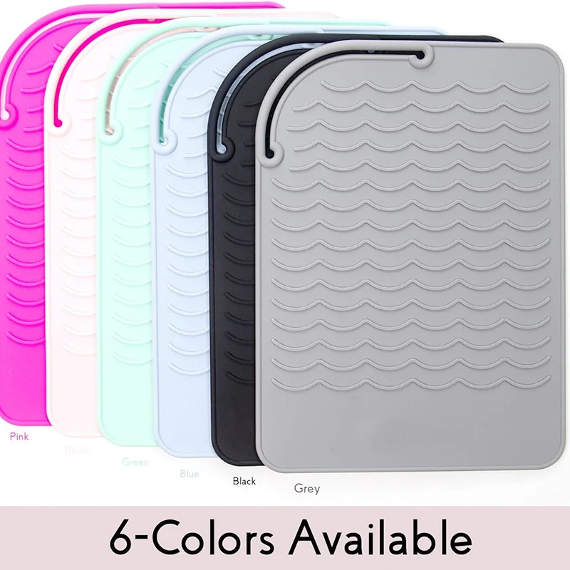 Heat Resistant Non-Slip Silicone Curling Iron Mat, Anti-Scald Durable Easy to Clean Portable Pad for Home Salon Travel Vanity Countertop Women Hair Stylists Flat Iron Hair Straightener Hot Styling Tool Accessory