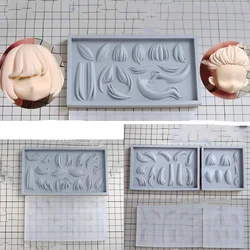 Hair Silicone Mold 3d Face Decoration Polymer Clay Tool DIY Cartoon Doll Hair Model Baby Face Silicone Cake Mold Craft Supplies