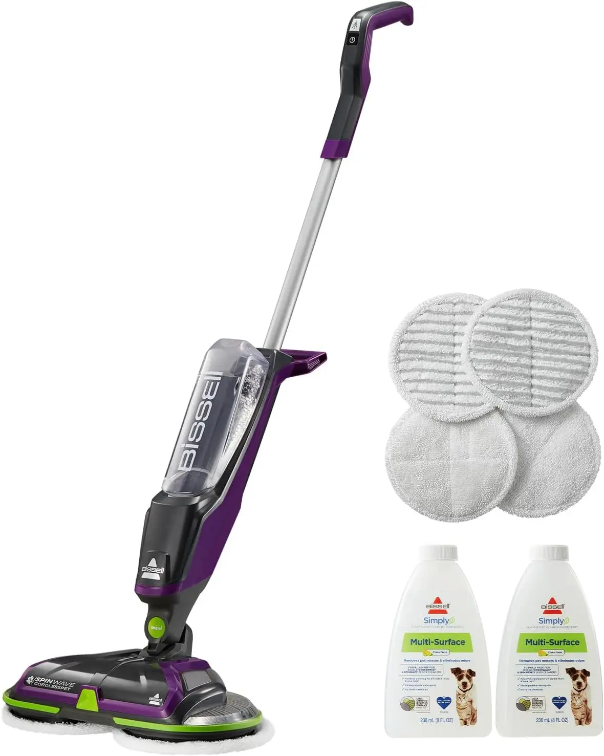

Cordless Spin Mop Cleaner with Washable Pads for Hard Floors, 18V Pet-Friendly