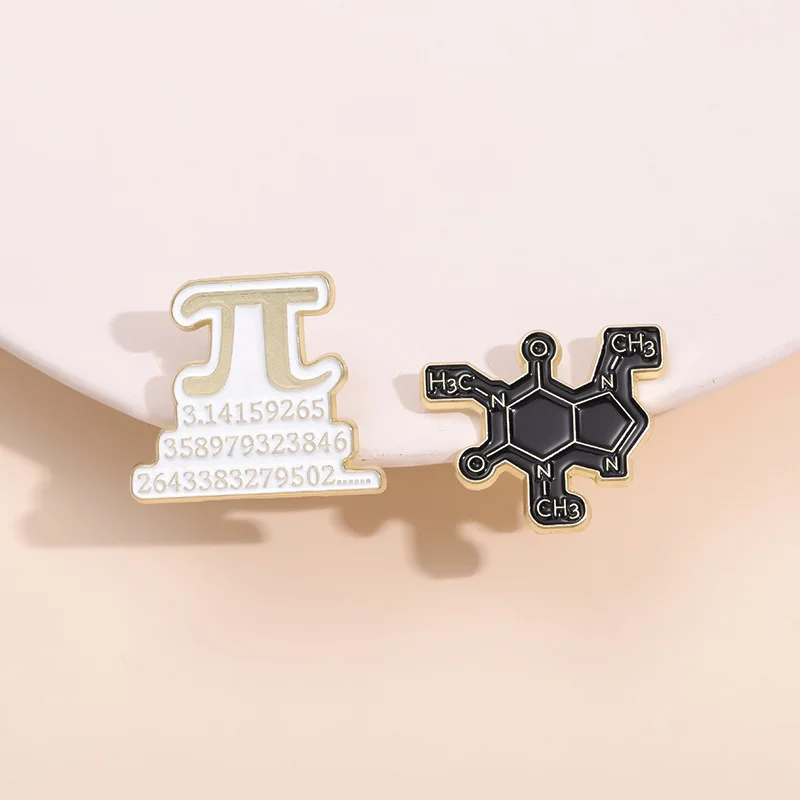 Math pi π Enamel Pin Funny Chemical Molecular Formula Science Brooches Lapel Badge Backpack Jewelry Decorate Gifts For Students