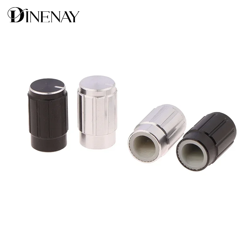 1PCS 10*16MM Audio Intercom Knob, D Axis Flower Shaft Aluminum Alloy Pot Encoder Cap, Black Silver.