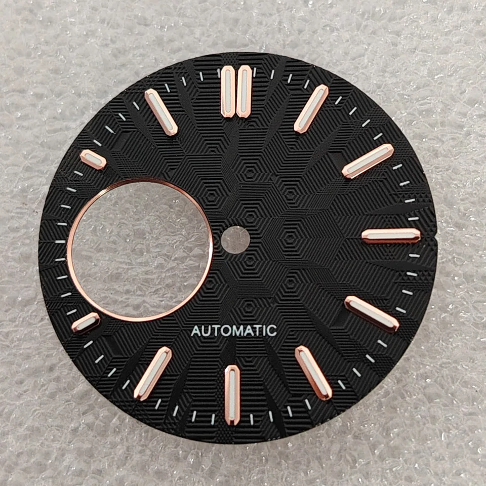 2025 New Geometric Personalized Watch Dial Green Luminous 28.5mm Watch Face for NH38 Movement